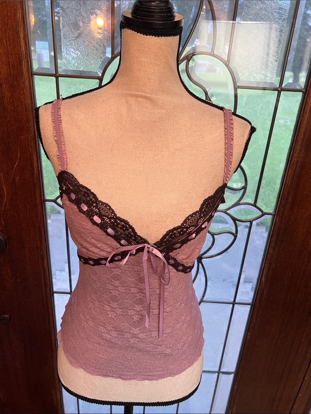Lace-Trim Camisole in Dusty Rose